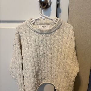 Zara girls Cream Cable Knit Sweater